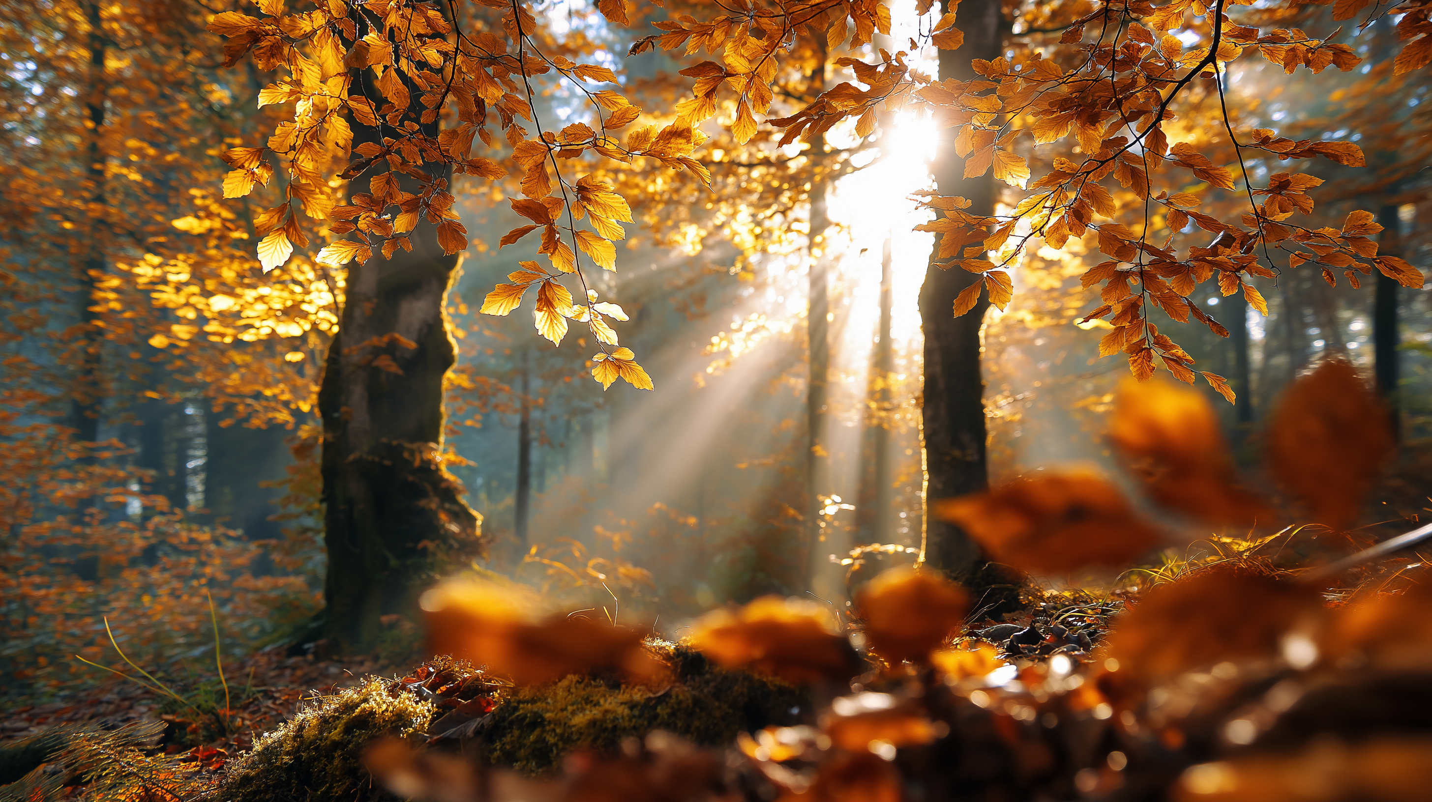 Autumn Forest with Golden Leaves