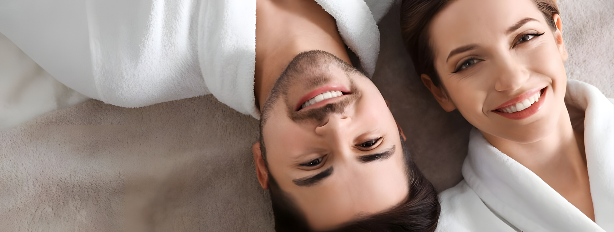 Young Couple Smiling at Spa
